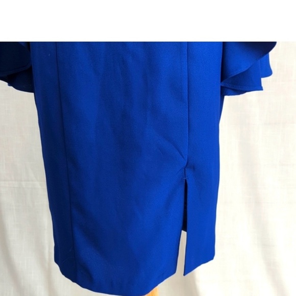 VENUS Womens Blue Dress Midi Off Shoulder Ruffle Sleeve Square Neckline Cocktail - Picture 9 of 16